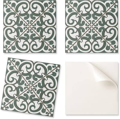 Set vinyltegels met een decoratief patroon met bloemenmotief voor de keuken of badkamer, 20x20x20 cm