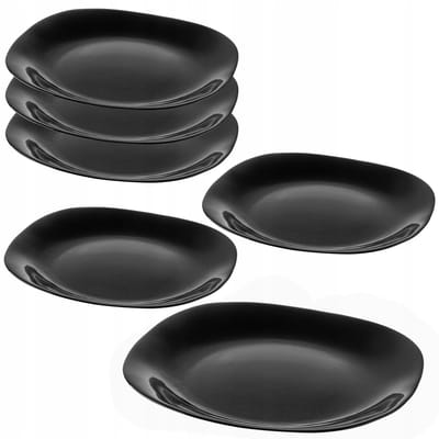 KADAX Zwarte platte borden, vaatwassergee-bordenset, eetborden van versterkt glas, modern servies voor huis en restaurant (zwart/6 stuks)