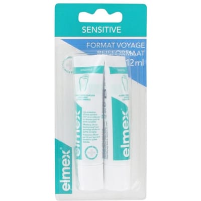 Dentifrice - Elmex - Sensitive - 2 x 12ml - Protection Dents Sensibles - Fluorure d'Amine