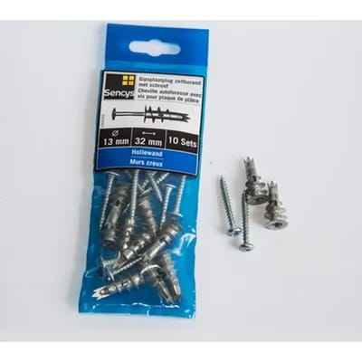 Sencys Zelfrijdende Gipsplaatplug Met Schroef, Zink - Ø13x32mm - 10 Stuks