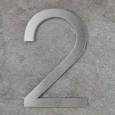Logixbox Huisnummer 2 - RVS huisnummer op je brievenbus plakken met 3M, zo gedaan - Type RVS/75/Light/nr. 2