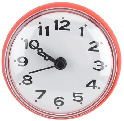 Dailygoody - Waterdichte Ronde Mini Wandklok - Zuignap Horloge - Ideaal voor Badkamer en Keuken - Rood - Decoratie - Handig en Praktisch - Binnengebruik
