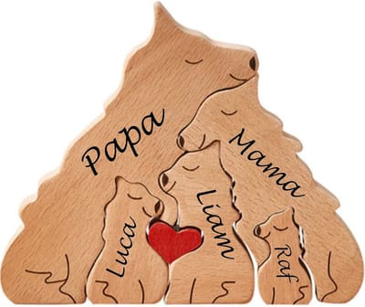 Gepersonaliseerde wolven roedel - 5 wolven - geboorte - kraam cadeau - puzzel - honden familie