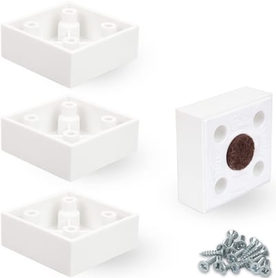 Dailygoods- Meubelpoten set van 4 - Wit - Vierkant - 2 cm hoog - Viltglijders - Hoogwaardig kunststof - Geschikt voor badkamer/keuken