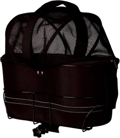 Famanu – Fietsmand voor brede bagagedrager, stevige bagagemand 29 x 42 x 48 cm, zwart