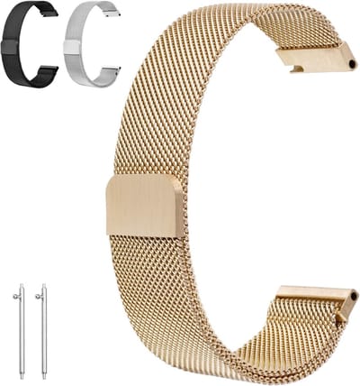 Verstelbare Mesh Woven Horlogeband van RVS met Snelle Bevestiging 20/22mm voor Slimme Horloges, Geschikt voor Mannen, Vrouwen en Tieners