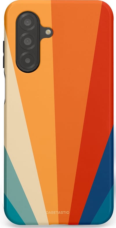 Casetastic hoesje geschikt voor Samsung Galaxy A26 - Dubbellaagse bescherming - Retro straal - Fashion Case - Oranje Okergeel Petrol Rood