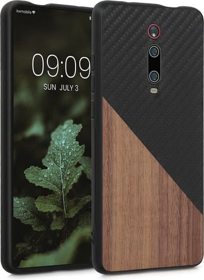 kwmobile hoesje geschikt voor Xiaomi Mi 9T (Pro) / Redmi K20 (Pro) - Backcover in zwart / donkerbruin -Smartphonehoesje - Twee Kleuren Hout design