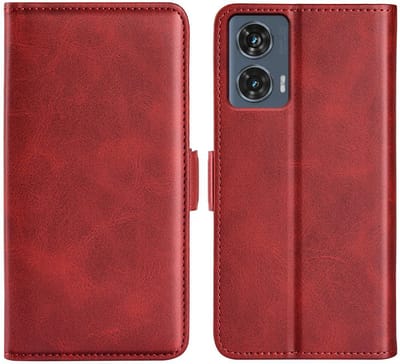 MobyDefend Hoesje - Geschikt voor Motorola Edge 50 Fusion - Luxe Wallet Book Case (Sluiting Zijkant) - Rood