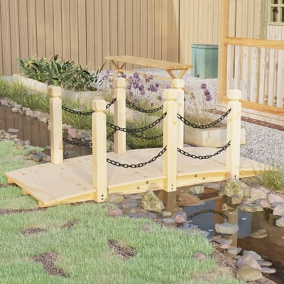 vidaXL - Tuinbrug - met - kettingrails - 150x67x56 - cm - massief - vurenhout
