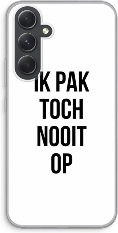 Case Company® - Hoesje geschikt voor Samsung Galaxy A54 hoesje - Ik pak nooit op - Soft Cover Telefoonhoesje - Bescherming aan alle Kanten en Schermrand