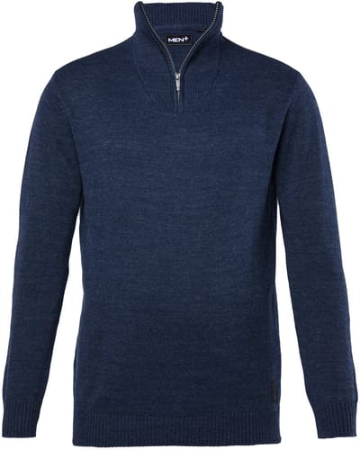 Men Plus - Heren - Troyer trui opstaande kraag met rits - Navy blauw - Maat L