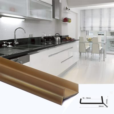 DQ-PP Abdichtingsprofiel - Keukenplint afdichtstrip - 18mm x 3m - Bruin - Vocht- en stofbescherming - Plintprofiel PVC