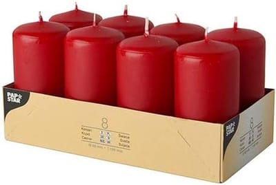 Stompkaarsen - Cilinderkaarsen - Sfeer Creëren - Lange Brandduur - 8 stuks - Rood
