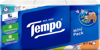 Tempo Mini Pack - 4-laags zakdoekjes - 40 x 9 pakjes = 360 pakjes