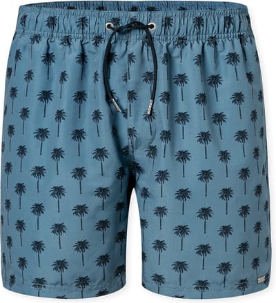 Schiesser Zwemshorts geweven gerecyclede palmbomen - atlantisch blauw - Aqua
