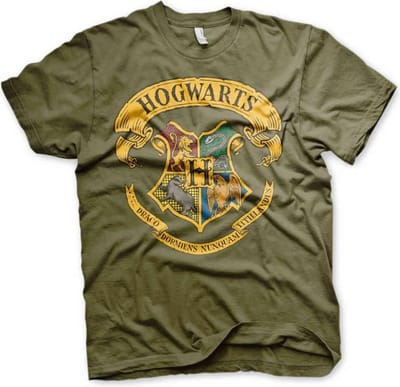 Harry Potter Heren Tshirt -S- Hogwarts Crest Grijs