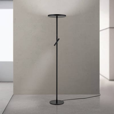 ORION LED vloerlamp Teide, zwart, metaal, leeslamp, dimmer