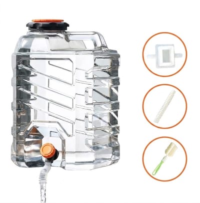 Watercontainer 20L met Kraan – PC Polycarbonaat Jerrycan – Hittebestendig & Sterk – Inclusief Reinigingsborstel & Slang – Voor Camping & Outdoor