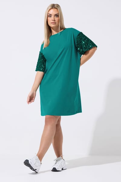 Limited Collection Groene Minijurk Met Pailletten En Korte Mouwen Size 42