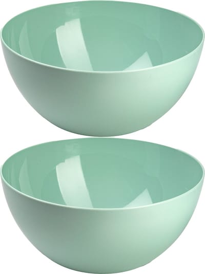 Plasticforte Serveerschaal/saladeschaal - 2x - D23 x H10 cm - kunststof - mintgroen - 3000 ml