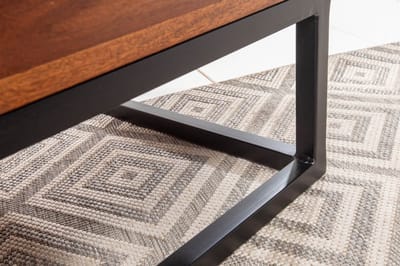 In hoogte verstelbare salontafel MAKASSAR FUNCTION 110cm massief sheeshamhout met opbergruimte metaal - 40299