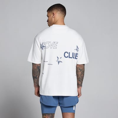 MP Men's Hybrid Graphic Oversized Cotton T-Shirt - Wit/Leisteenblauw - M