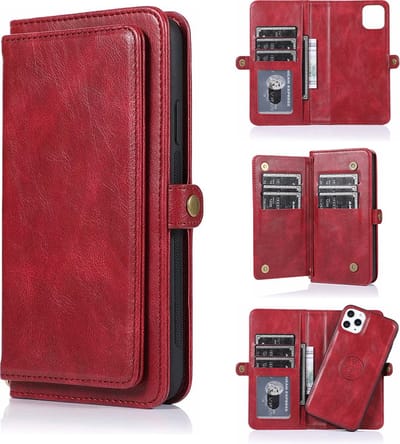 Hoesje geschikt voor iPhone 11 - Bookcase - Afneembaar 2 in 1 - Backcover - Pasjeshouder - Portemonnee - Kunstleer - Rood