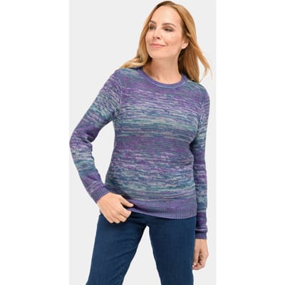 Multicolour pullover met verfrissend kleurverloop - paars / groen / gedess. - Gr. 40 van Goldner Fashion