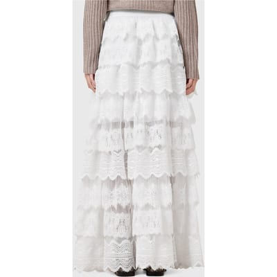 AllSaints Lizi Lace Maxi Skirt Chalk White Taglia: 12 | Maxi gonne Outlet | Donna | Bianco