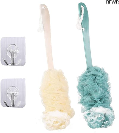 RFWR® 2 Stuks Lange Steel Rugborstel Scrubber - Douche-Loofoah voor Mannen en Vrouwen