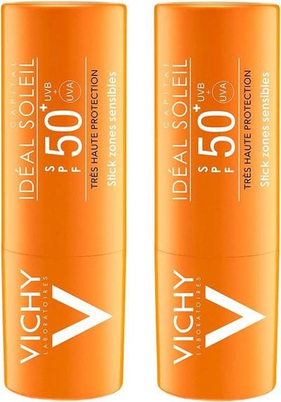 Vichy Idéal Soleil Stick Gevoelige Zones Zonnebrand SPF50+ - 2x9ml - Hoge Bescherming