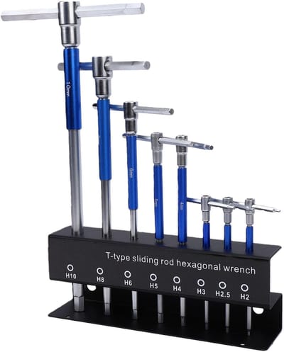 Inbussleutelset T-greep - Zeskantsleutels Set - Mechanisch Onderhoud - Verstelbare Handgreep - 8 Delig 2-10mm - Metaal