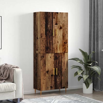 vidaXL - Highboard - Oud - hout - 69,5 - x - 34 - x - 180 - cm - Bewerkt - hout