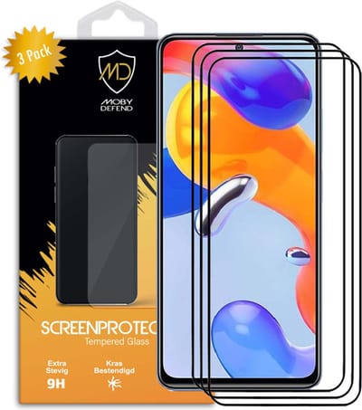 3-Pack MobyDefend Screenprotectors - Geschikt voor Xiaomi Redmi Note 11 Pro / Note 11 Pro 5G / Note 11 Pro+ - Screensavers Met Zwarte Randen - Gehard Glas