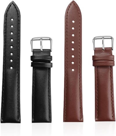 Set van 2 Eenvoudige Leren Ceinturen, Retro Stijl, Vervangingsaccessoires voor Horloges, Damesmode