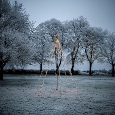 LED Kerstboom incl. paal - Hoogte 2,35m - 420LEDs - 1900K - 8 Strengen - IP44