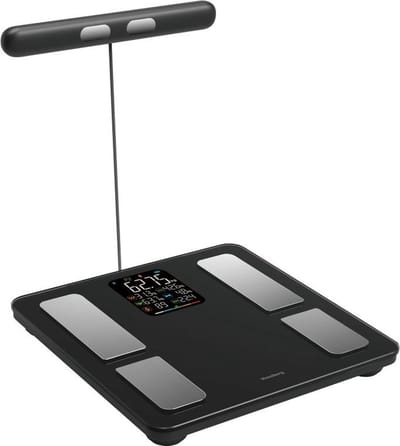 Klausberg 7856 - Slimme Bluetooth Personenweegschaal met Lichaamsanalyse en Handgreep – Gewicht, BMI, Vetpercentage, Spiermassa, Kleurendisplay - zwart