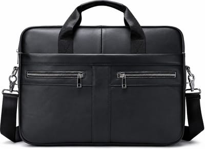 Premium Leren Laptoptas 15 6 Inch – Business Aktetas Heren Echt Leer Schoudertas Zwart - Urban U®