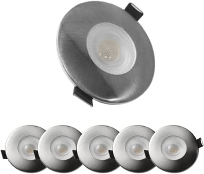 McShine - Set van 6 - LED Inbouwspot IP65 - Badkamerspot - Spatwaterdicht - 4,9W - 3000K - Ø88 mm - Geborsteld Staal