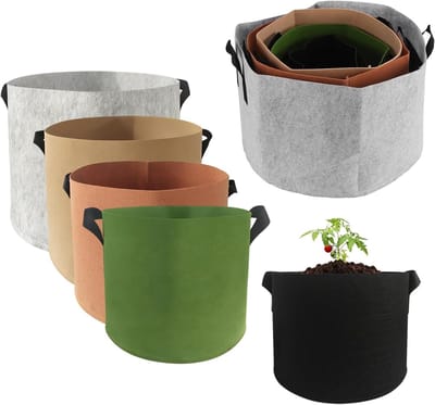 Set van 10 Niet-Geweven Tuinbouw Tassen, Diverse Maten voor Aardappelen en Tomaten, Duurzame Plantenzakken met Handvatten, Ideaal voor Groenteteelt en Tuinieren