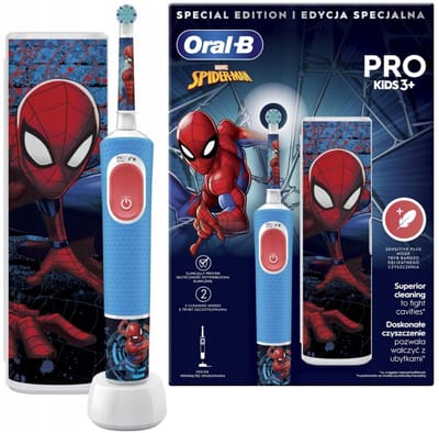 Oral-B Vitality Pro D103 Kids - Elektrische Tandenborstel - Spiderman - 2 poetsmodi - 8 dagen batterij - Met reisetui