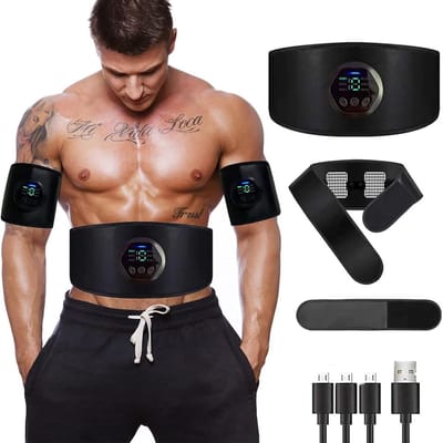 Thijox - Elektrische Buikspiertrainer, EMS-Stimulator met USB-Oplader, Geen Gel Nodig, Effectieve Buik/Arm/Benen Training voor Dames en Heren
