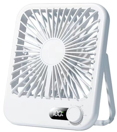 Bureauventilator oplaadbaar - 100 standen - LED display - 17 cm