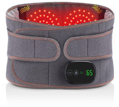 QTTVBTNA - Elektrisch Rug Massage Apparaat - Verstelbare massageband - 3 Standen Verwarming & Vibratie - USB Oplaadbaar - intelligente temperatuurregeling - Grijs - 1 Stuk