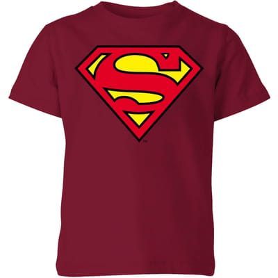 Official Superman Shield Kids' T-Shirt - Burgundy - 98/104 (3-4 jaar)