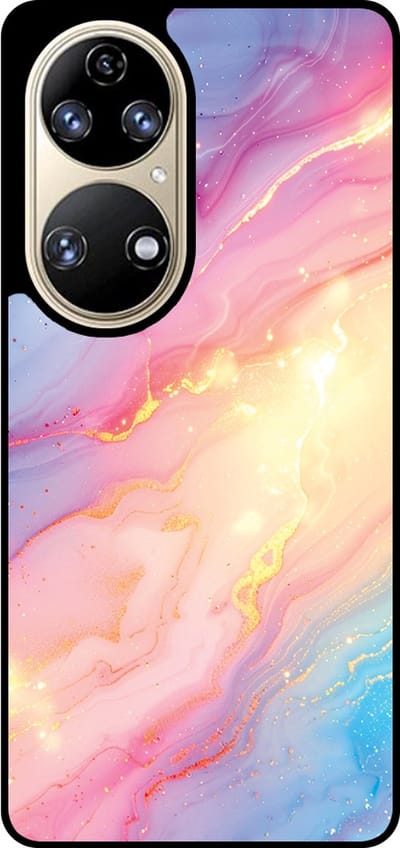 Smartphonica Telefoonhoesje Geschikt voor Huawei P50 met Regenboog Glitter Marmer Opdruk - TPU Backcover Case Rainbow Glitter Marble Design geschikt voor Huawei P50