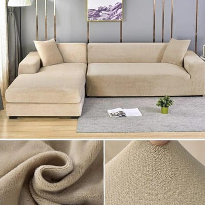 Fluwelen bankhoes voor woonkamer Dikke elastische bankhoes 1/2/3/4 zits L-vormige hoekbankhoes Stretchhoes voor bank 2 Seater 145-185cm