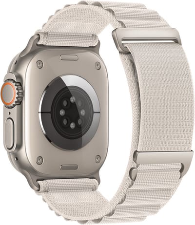 Stravo Nieuw Alpine Loop Nylon Sport bandje Starlight - Geschikt voor Apple Watch 46mm (Series 10/11), 45mm (Series 7/8/9), 44mm (Series 4/5/6, SE 1/2/3), 42mm (Series 1/2/3), 49mm (Ultra 1/2/3) - Verstelbaar met Metalen C-Haak
