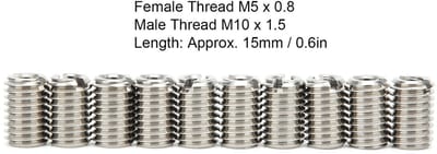 Dailygoods - Draadadapter M5 M10 - Schroefdraadreparatie - 10 Stuks - Roestvrijstaal - Kosteneffectieve oplossing - Geschikt voor reparatie